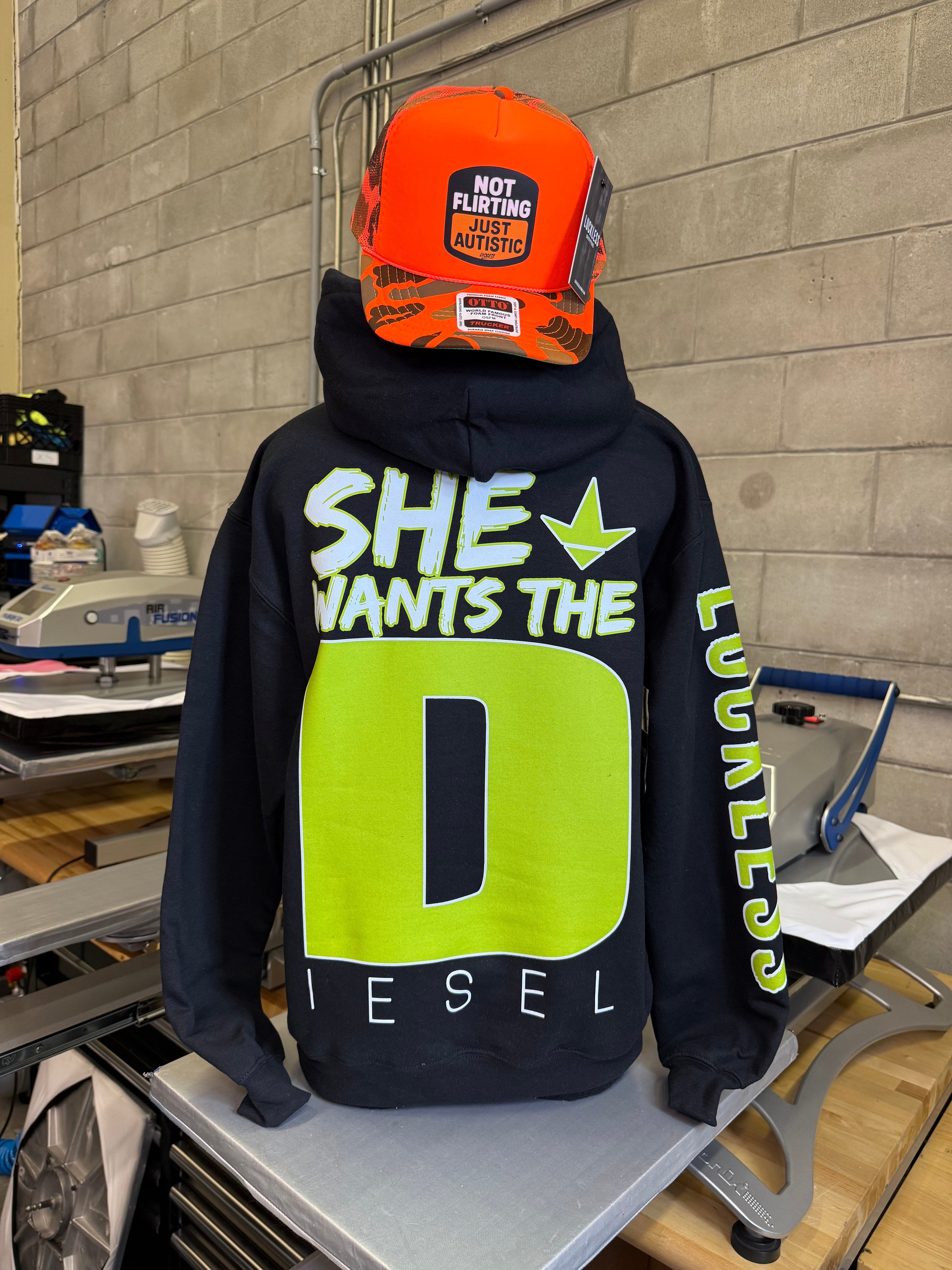 She Wants the Diesel | Funny Men's and Women's Black Country Hoodie