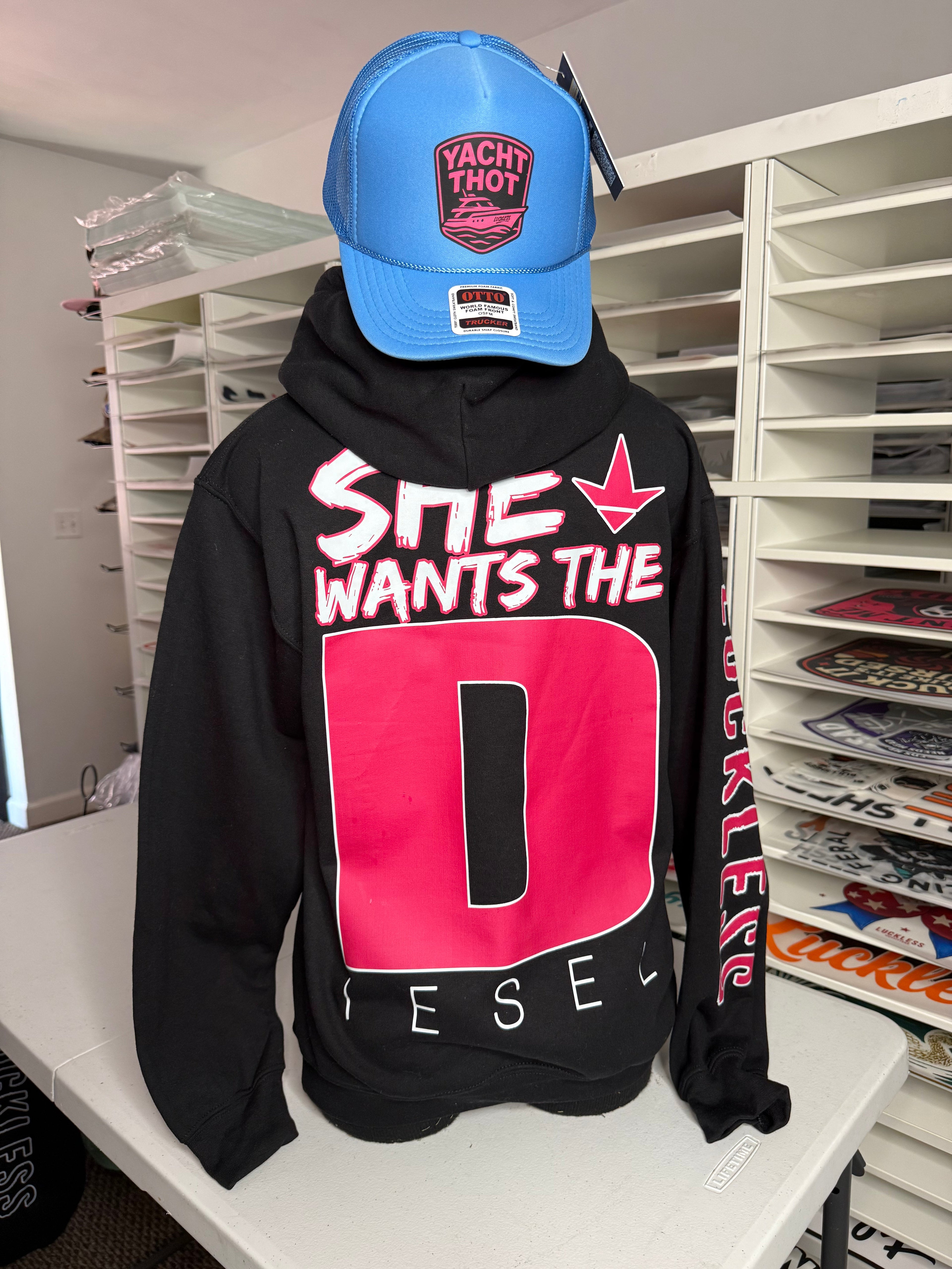She Wants the Diesel | Funny Men's and Women's Black Country Hoodie