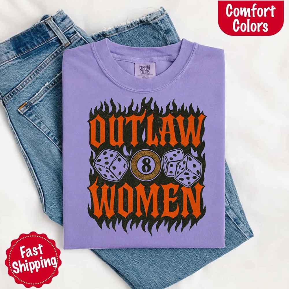 Comfort Colors Outlaw Women Flames Shirt – Vintage Western Cowgirl Shirt