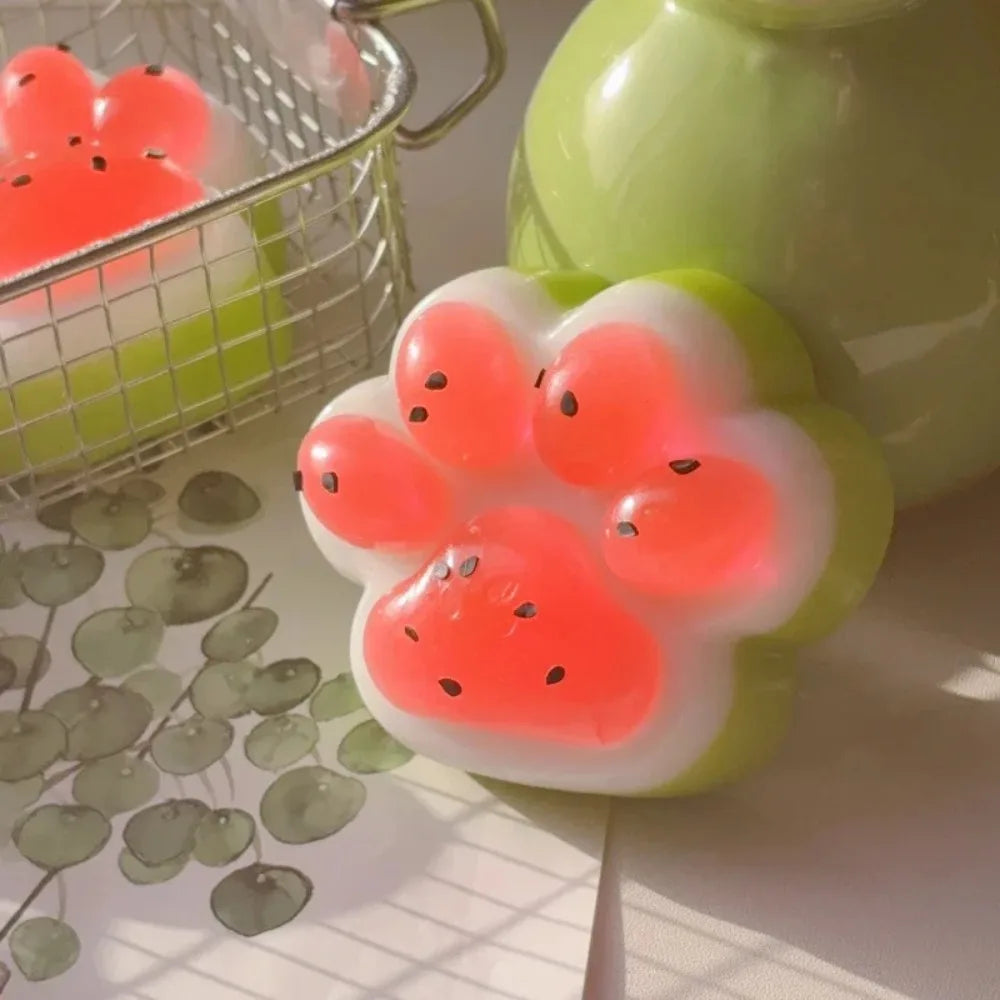 Watermelon Cat Paw Squishy Toy | Cute Summer Stress Reliever