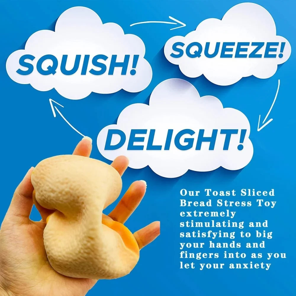 Squishy Toast Bread Squeeze Toy | Funny Fidget Toy for Stress Relief for Kids and Adults