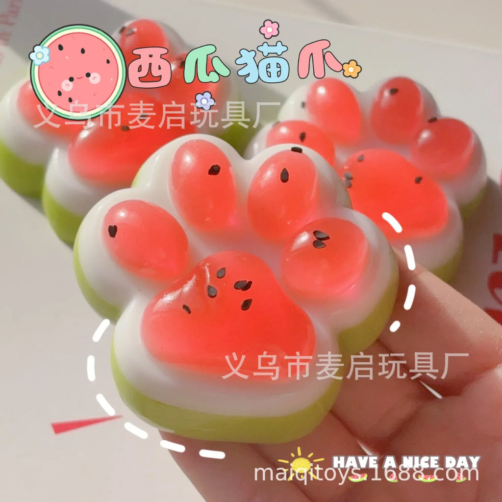 Watermelon Cat Paw Squishy Toy | Cute Summer Stress Reliever