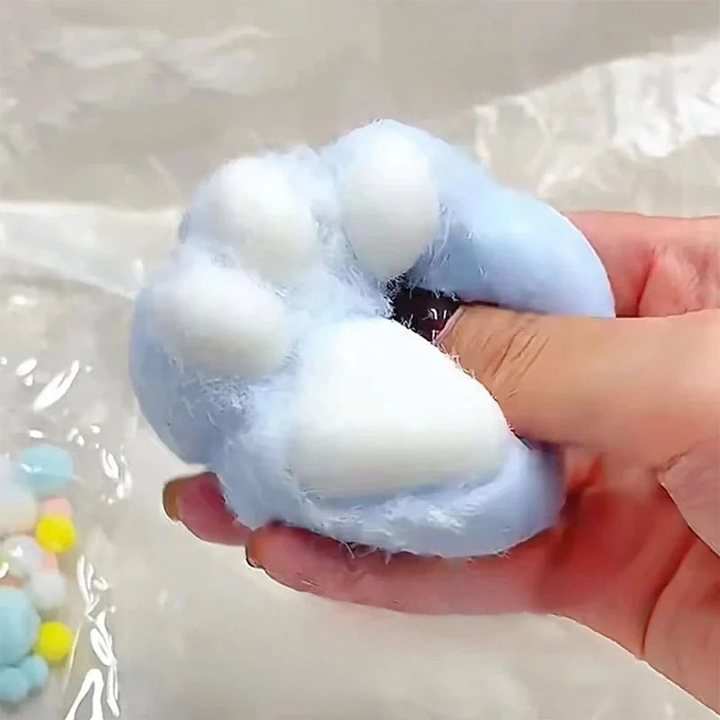 Handmade Flocking Cat's Paw Stress Relief Squishy Toy | Mochi Slow Rebound Fidget Toy