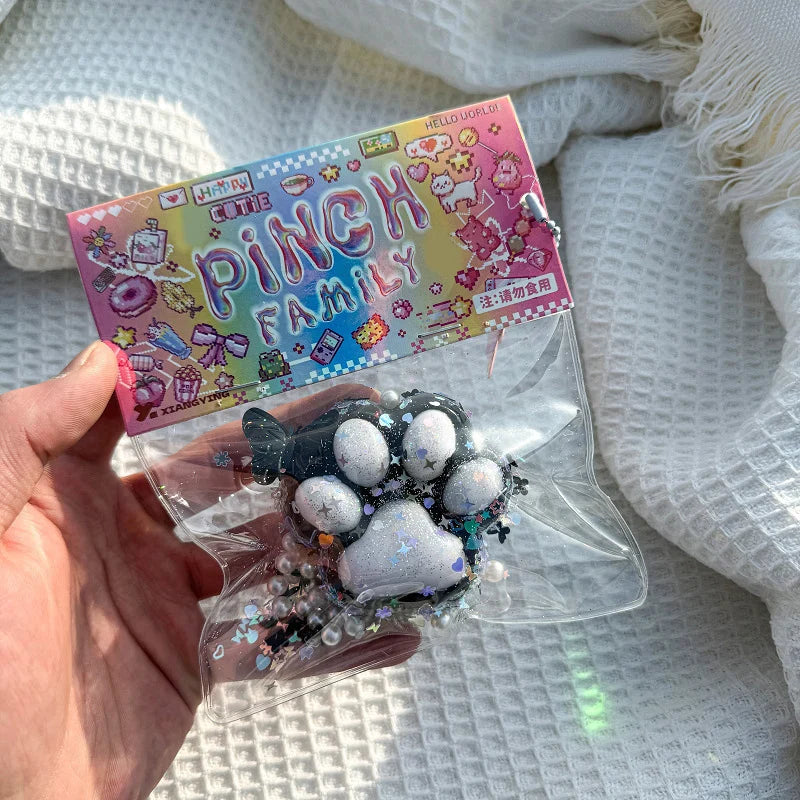 Handmade Flocking Cat's Paw Stress Relief Squishy Toy | Mochi Slow Rebound Fidget Toy
