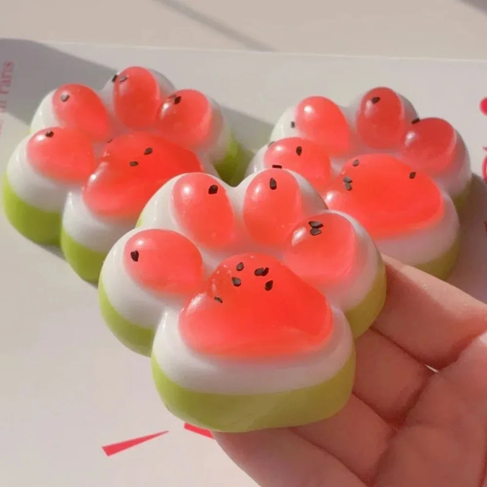 Watermelon Cat Paw Squishy Toy | Cute Summer Stress Reliever