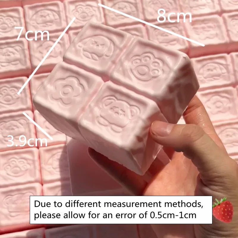 Squishy Strawberry Cube Stress Relief Toy | Slow Rebound Sensory Fidget Squeeze