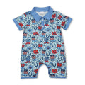 Boots hat western baby boy 4th of july polo romper