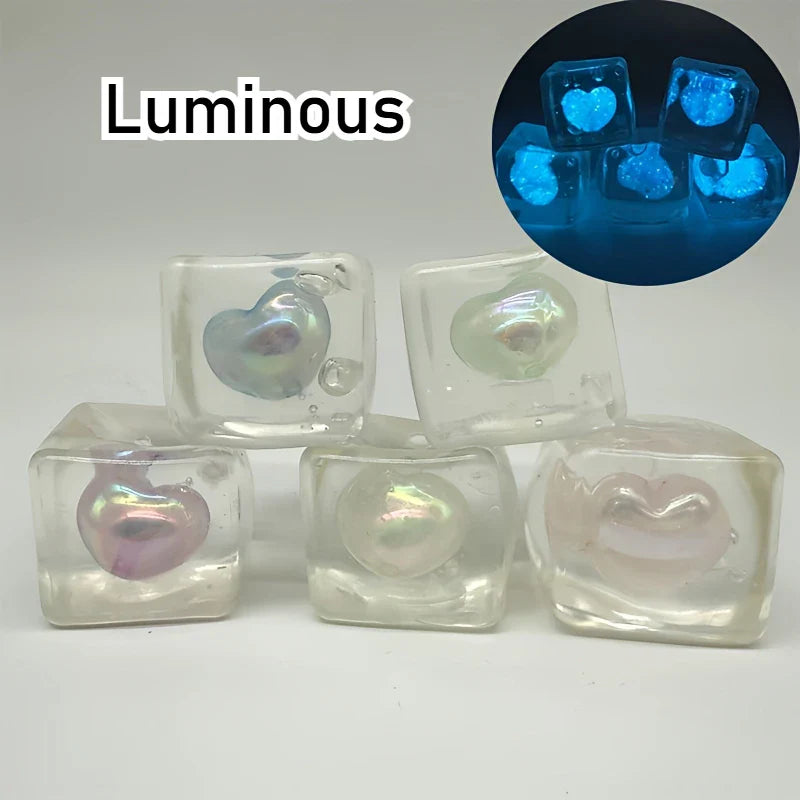 Glowing Heart Squishy Toy | Stress Relief Mochi That Shines at Night