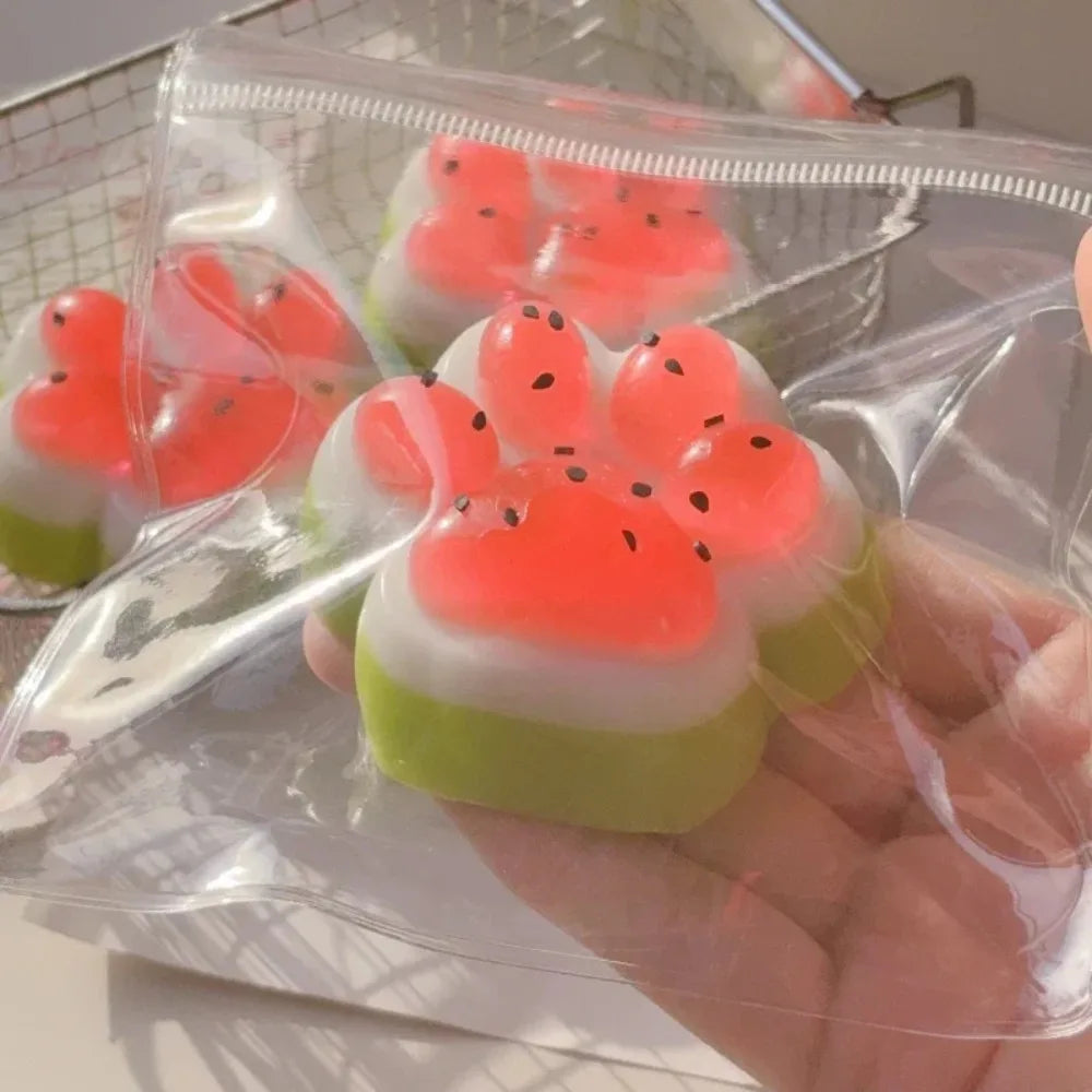Watermelon Cat Paw Squishy Toy | Cute Summer Stress Reliever