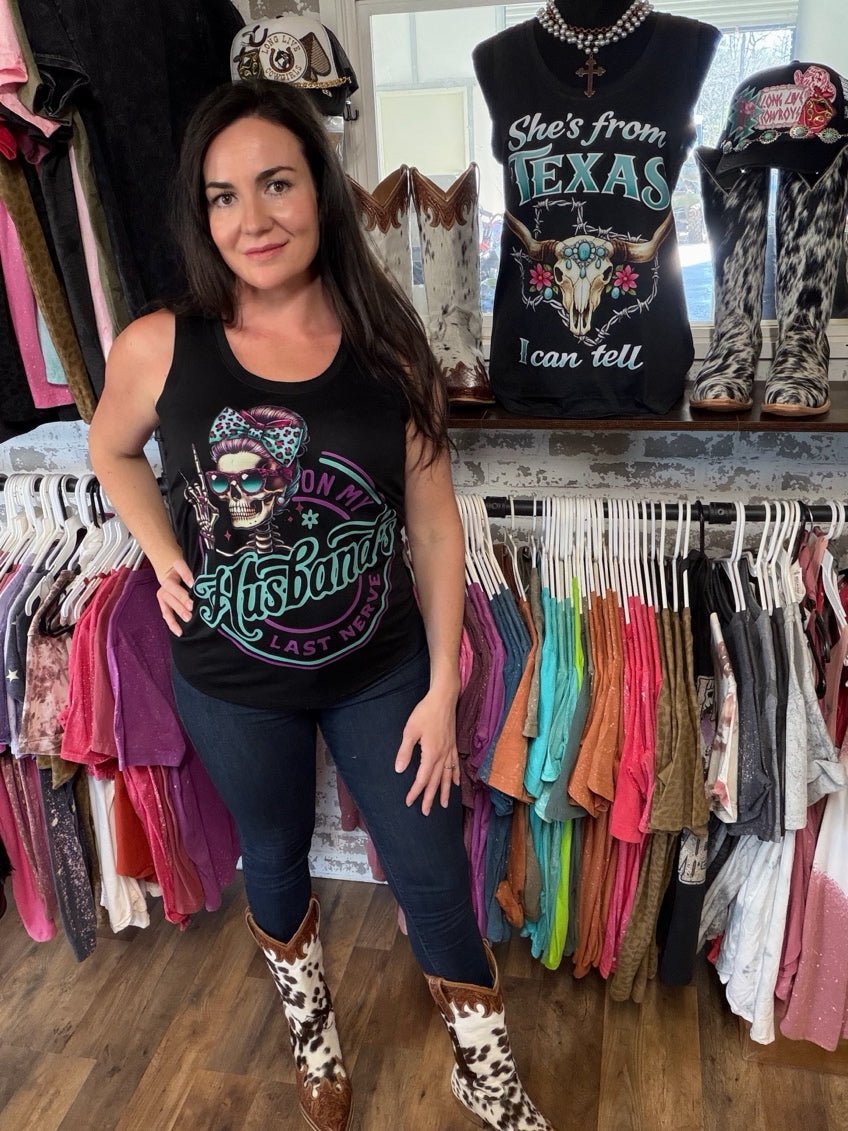 On My Husband’s Last Nerve | Country Graphic Tank Top