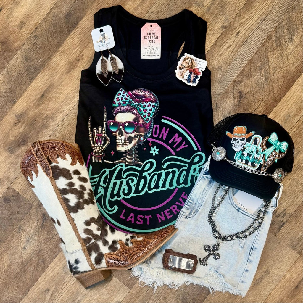 On My Husband’s Last Nerve | Country Graphic Tank Top